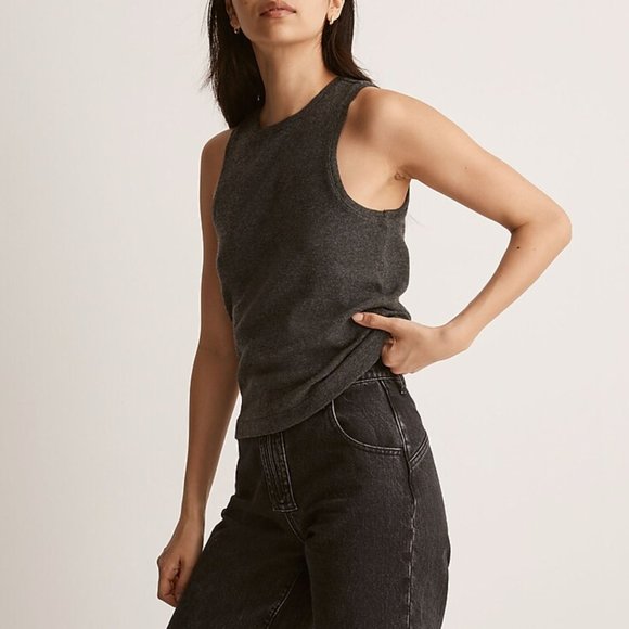 Madewell Ribbed Sleeveless Tank Dark Gray (XSmall) - Picture 4 of 11